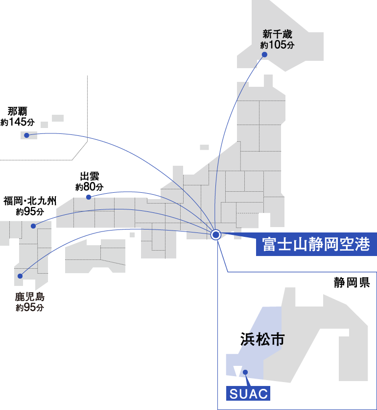 航空機をご利用の場合の図