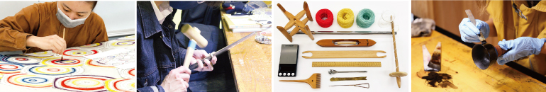 工芸・造形デザインでの授業風景や作品の画像