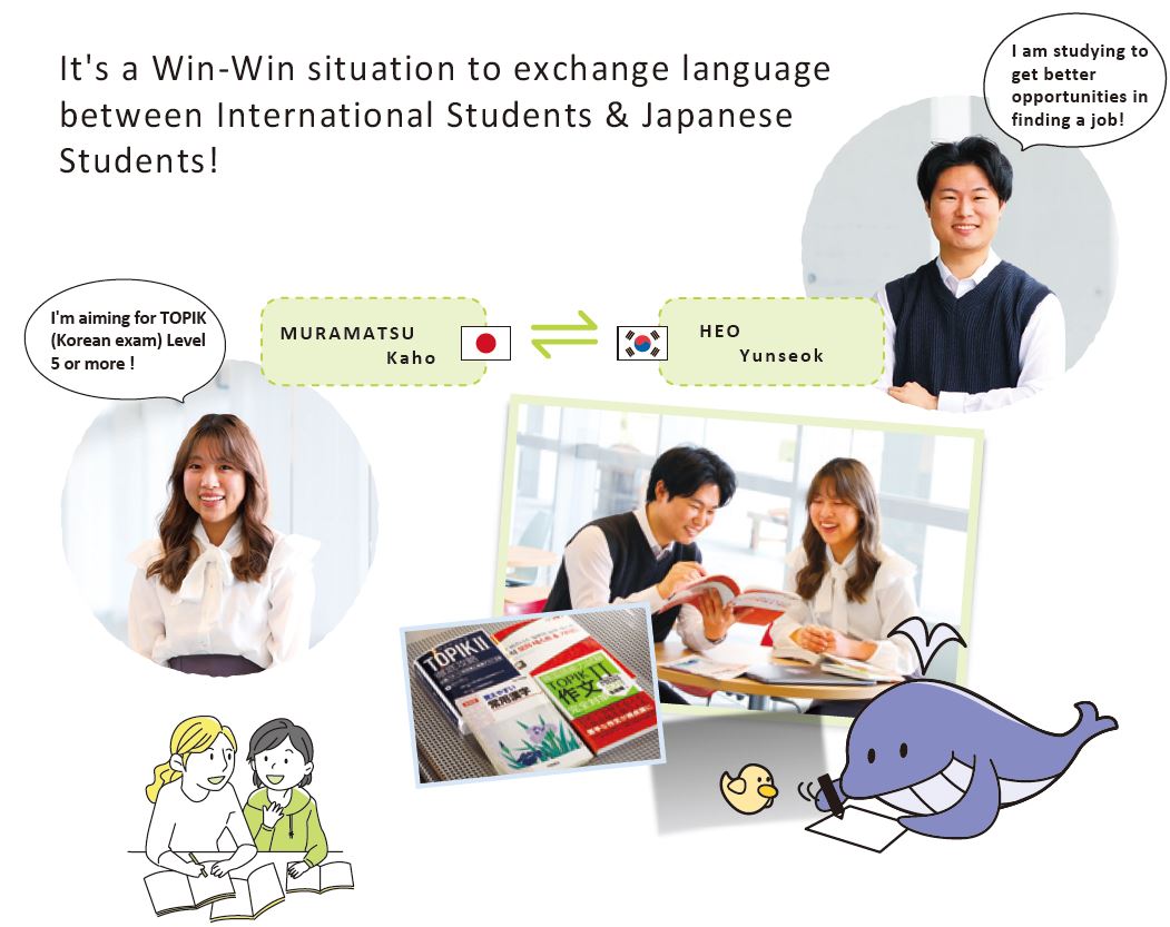 日本人学生と外国人留学生の画像