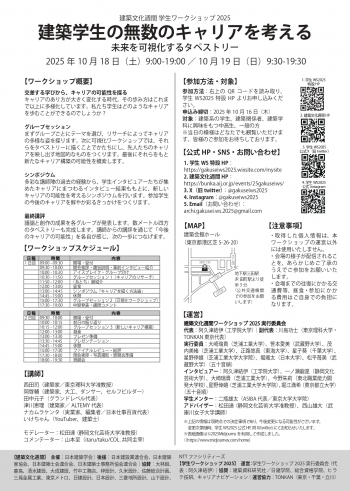 建築文化週間 学生ワークショップ2025「建築学生の無数のキャリアを考える 未来を可視化するタペストリー」チラシ