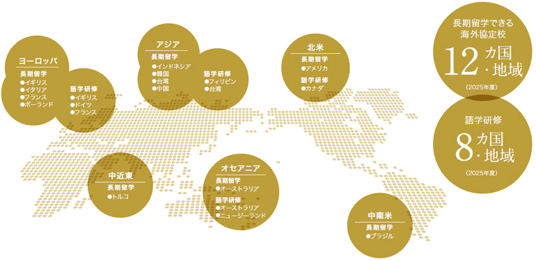 留学先を示した地図
