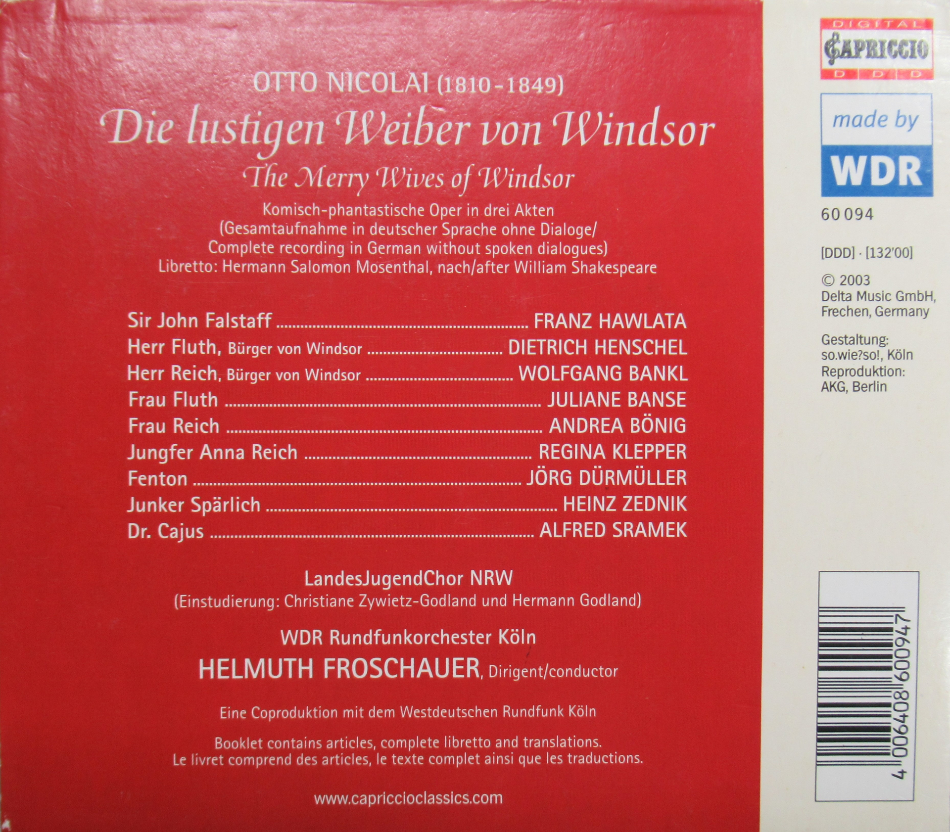ニコライ作曲「ウィンザーの陽気な女房たち」 Die lustigen Weiber von 