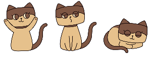 ３つのポーズを取るクックニャッセのイラスト